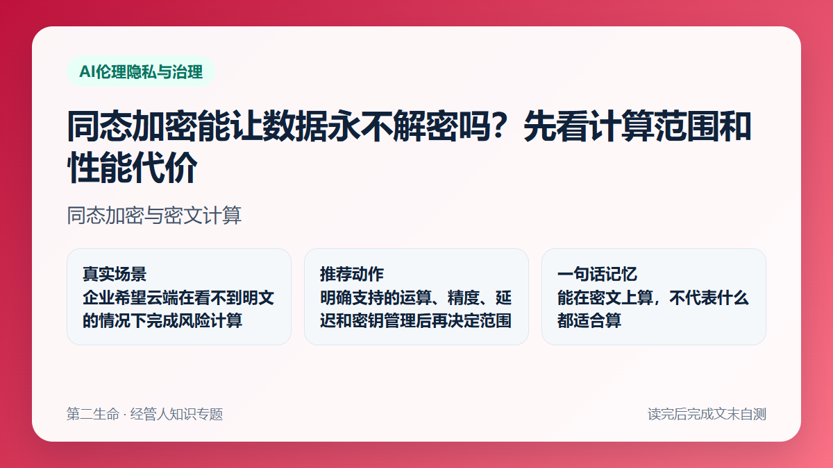 同态加密能让数据永不解密吗？先看计算范围和性能代价
