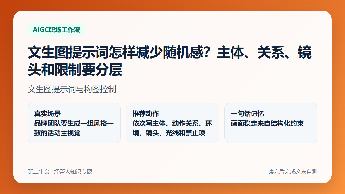 文生图提示词怎样减少随机感？主体、关系、镜头和限制要分层