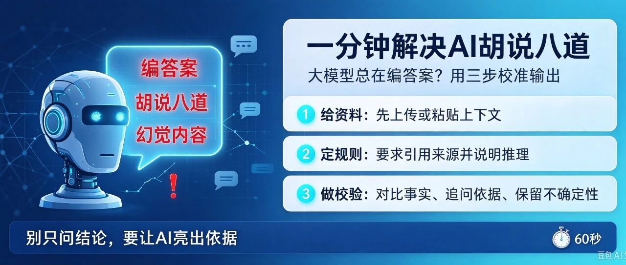 大模型总在“编答案”？一分钟解决AI胡说八道的问题？