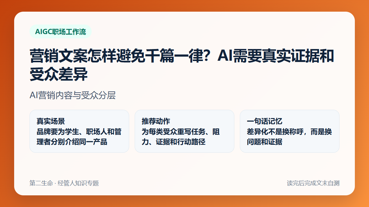营销文案怎样避免千篇一律？AI需要真实证据和受众差异